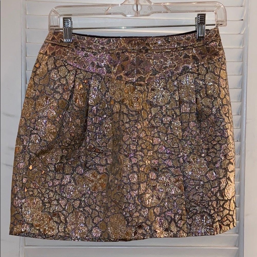 Gold, rose gold, tan skirt